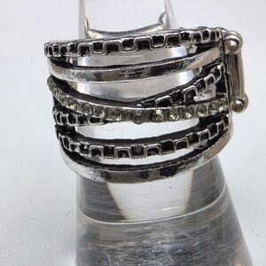 Silver and Black Women's Ring (932)